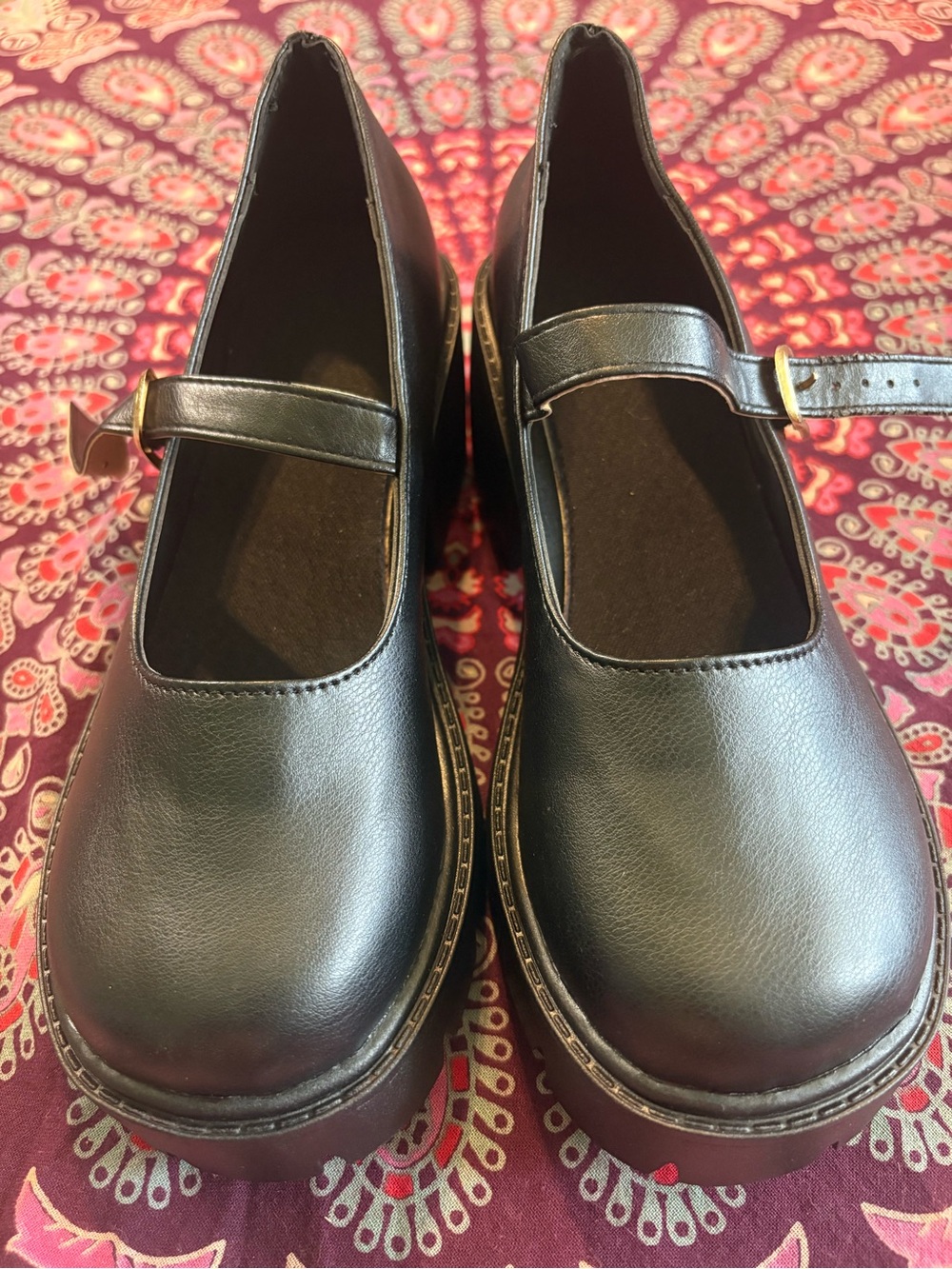 Black Mary Jane Heels Shoe with Straps